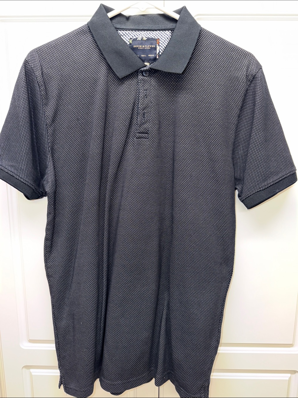 Denim & Flower Navy Micro-Dot Polo